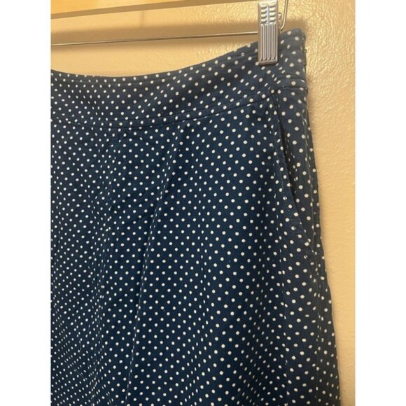 Vanessa Virginia Anthropologie Blue Midi Polka Dot Corduroy Skirt Pockets Sz 8 - Picture 4 of 12